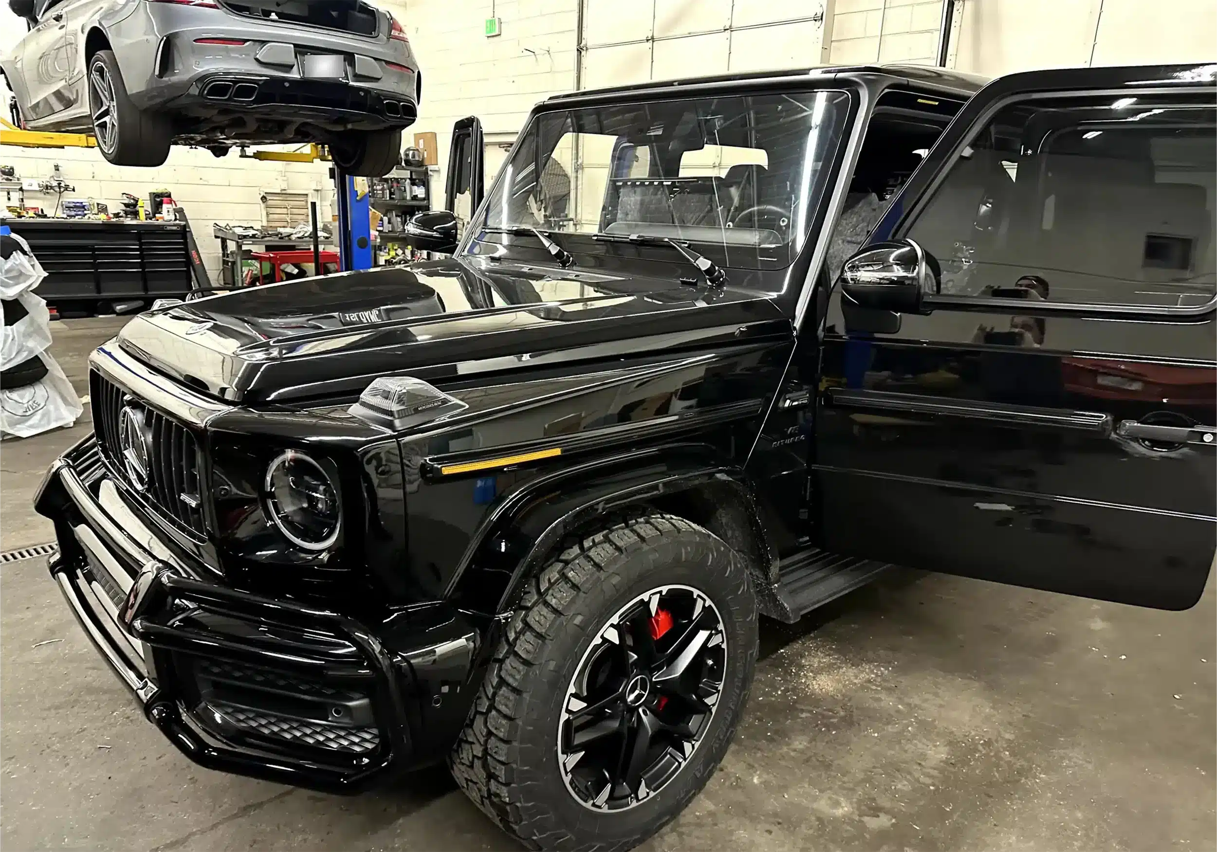 Mercedes G Wagon in Evoke Autowerks shop in Englewood, CO.