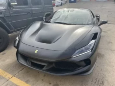 Black Ferrari in front of Evoke Autowerks in Englewood, CO.